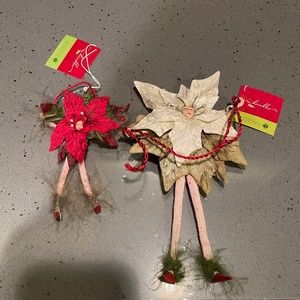 2 Krinkles Patience Brewster Poinsettia Girl ornaments